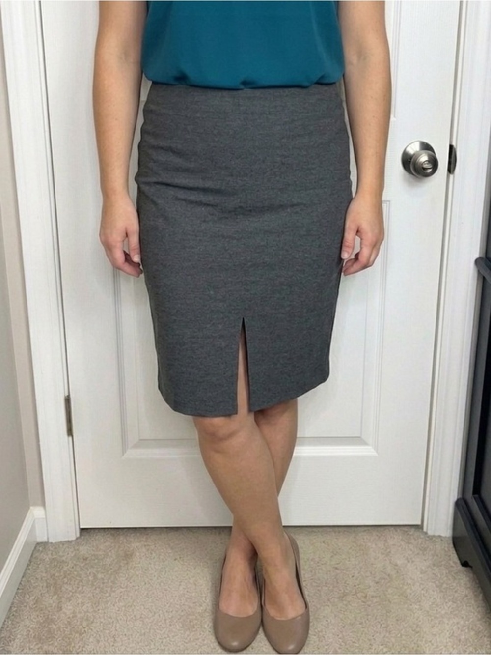 Catherine Malandrino Women’s 10 Charcoal Gray Pencil Suit Skirt M Slit Career